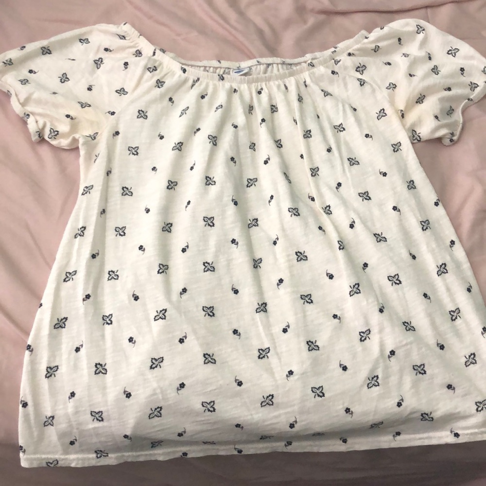 White stretchy off the shoulder top